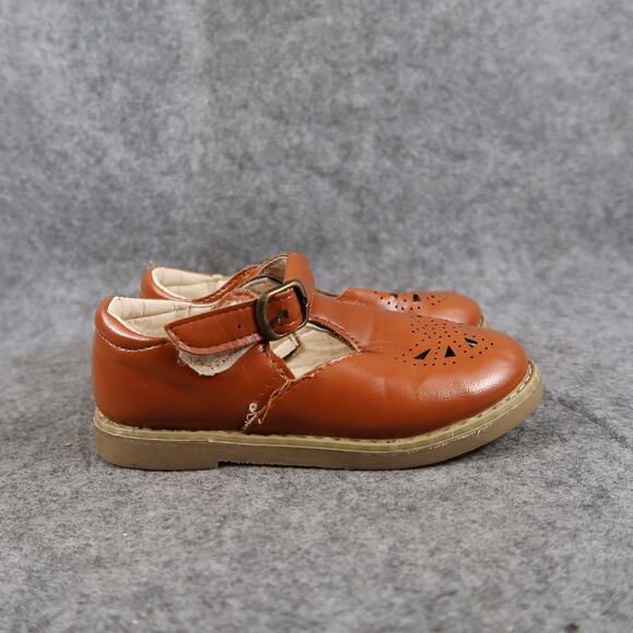 MG Baby Shoes Toddler Baby 7 Mary Jane Brown Casual Kids Girls Fashion Strap - Picture 1 of 12